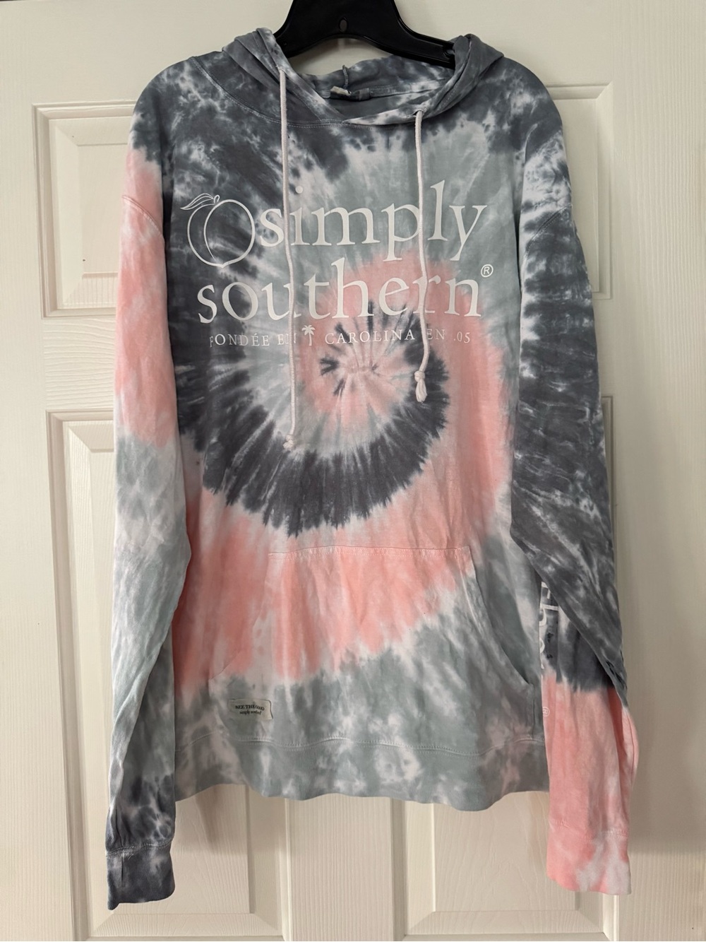 Simply Southern Tie-Dye Hoodie just peachy - Pink & Gray XXL 100% cotton